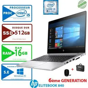 Hp 15.6″ - EliteBook 840  - 16Go Ram  - 512 SSD - Windows - Silver - Clavier Qwerty