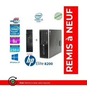 Hp unité centrale 8200 Pro -i5 3.10 GHz-8Go-250Go- Graveur DVD - Remis à neuf