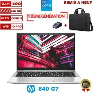 Hp PC Portable ELITEBOOK 840 G7 -10810U -INTEL CORE I5-10éme -16GB- 256GB SSD- FHD - À NEUF/