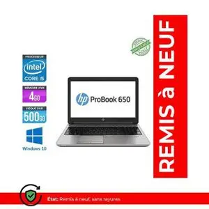 Hp PC PORTABLE  ProBook 650-G1-4ème Génération- 15.6"- Core i5 4200M - 4 GB RAM- 500 GB- Remis à neuf