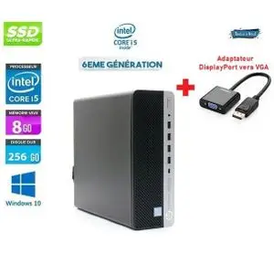Hp Unité centrale i5 (Ram 8Go - 256Go SSD) + Adaptateur Display to VGA - Remis à Neuf