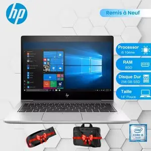 Hp EliteBook 830 G5 – 14” – Core i5 8ème Gén – 8GB RAM – 256GB SSD – QWERTY + Cartable, Clé USB 16GB (Remis à neuf)