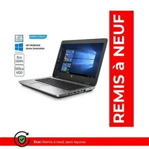 Hp ProBook 640 G2 6éme génération -14" - Core i3 8Go RAM DDR4 - 500GB -Remis a neuf - QWERTY