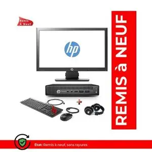 Hp ProDesk 600 G2 Mini Pc - Intel Core i5-6500T - 8Go , 256Go SSD Avec Ecran 20" (Remis à Neuf)