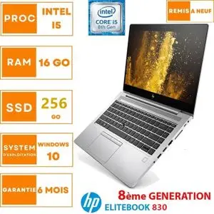 Hp EliteBook G5 830 I5 8eme RAM 16Go 256Go SSD  14'' FHD Remis à neuf