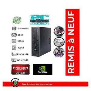 Hp PC GAMER i5 6éme Gén - 16GB RAM - 256GB SSD / 750GB HDD - CARTE GRAPHIQUE 4GB - remis à neuf
