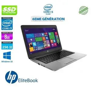 Hp PC Portable EliteBook i5 RAM 8 Go 256 Go SSD 6ème Génération -Remis a Neuf - AZERTY