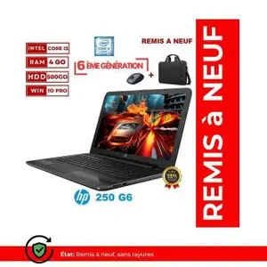Hp PC Portable 250 G6 - Core i3 - 6eme  GÉNÉRATION - 500Gb HDD-  4GB RAM- AZERTY-ECRAN 15.6"-GARANTIE DE SIX MOIS remis a neuf