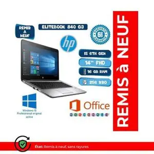 Hp ELITEBOOK 840 G3 I5-6200U 16 Go DDR4 256 Go SSD Intel UHD 520 (Remis à Neuf)