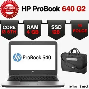 Hp ProBook 640 Core i3-6eme - 4Go RAM DDR4 - 128GB SSD Stockage -Remis à neuf - QWERTY