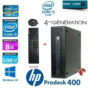 Hp PC BUREAU ProDesk 400-i5-RAM 8Go 256Go SSD-souris+clavier GRATUIT-REMIS A NEUF/