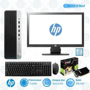 Hp Prodesk 600 G3 i3 6éme 8Go 256Go SSD Ecran 20" - GPU 2GO Remis à neuf