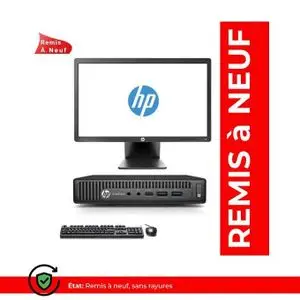 Hp EliteDesk 800 G2 Mini Pentium G4400T  RAM 8Go - HDD 500Go + Ecran  EliteDisplay E201 - Remis a Neuf