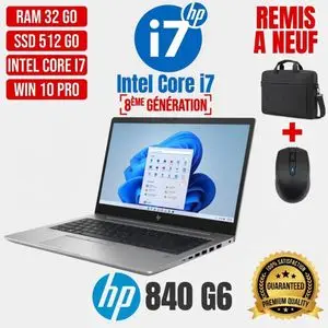 Hp PC PORTABLE  ELITEBOOK 840 G5 8ÉME GÉN-CORE I7-32Go-512 Go SS-AZERTY-Remise à neuf