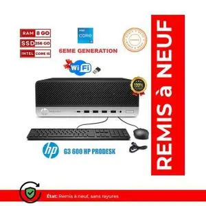 Hp PC BUREAU PRODESK 600 G3-Intel Core i5 6EME GENERATION -8Go -256 Go SSD -REMIS A NEUF