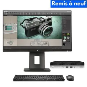 Hp EliteDesk 800 G3 Mini + Écran Z Display Z23n – Intel Core i5-7500T – 8Go RAM – 128Go SSD – Moniteur 23" Full HD IPS (Remis à neuf)