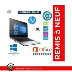 Hp ELITEBOOK 840 G3  I5-6200U 16 Go DDR4 256 Go SSD Intel UHD 520 (Remis à Neuf)