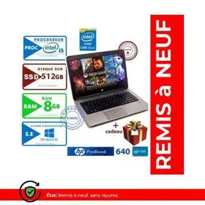 Hp PC Portable ProBook 640 - 14" - Intel Core i5 - 8GB RAM + 512GB SSD - Windows - AZERTY - Remis à neuf