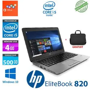 Hp Ordinateur Portable EliteBook 820 - 12.5" - 4GB + 500GB - Intel Core i5 + Cartable Gratuit - Remis à neuf