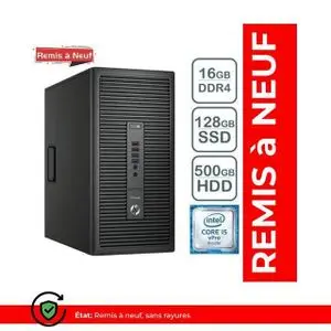 Hp ProDesk 600 G2 MT i5-6500 / 16GB DDR4 / 128GB SSD + 500GB - REMIS A NEUF