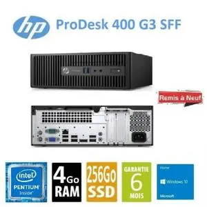 Hp Pc HP ProDesk 400G3 SFF Pentium 6éme Génération Ram 4Go 256Go SSD -remis à neuf