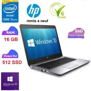 Hp EliteBook 840 – 14” – Core i5 – 16GB RAM – 512GB SSD (Remis à neuf)