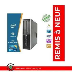 Hp unité centrale 8000 Elite SFF - 2.9 GHz-2Go-250Go- Graveur DVD - Remis à neuf