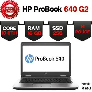 Hp ProBook 640 Core i3-6eme - 16Go RAM DDR4 - 256GB SSD Stockage -Remis à neuf - QWERTY