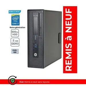 Hp 600 G1 SFF Intel Core I7-4770 3.4Ghz RAM 8GB -  500GB - Remis à neuf