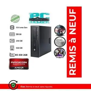 Hp PC GAMER i5 6éme Gén - 16GB RAM - 256GB SSD / 500GB HDD - RADEON R5 430 2GB - remis à neuf