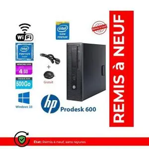 Hp ProDesk 600 G2 SFF- Pentium G4400 - RAM 4Go - 500Go SATA - Remis à neuf/