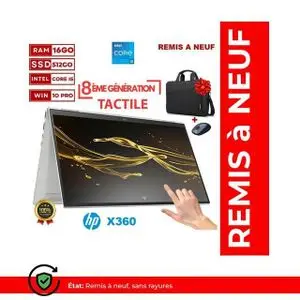 Hp PC Portable EliteBook X360 G3 - 14" - Intel Core i5 8ème Génération - 16GB RAM + 512GB SSD - Windows - Tactile - GARANTIE DE SIX MOIS-  AVEC CARTABLE ET SOURIS GRATUIT-Remis à neuf