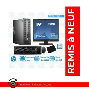 Hp Prodesk 600 G2 i3 6éme ram 8 Go - disque dur 256 Go SSD avec ecran asus -Remis a neuf