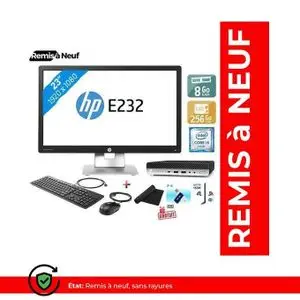 Hp Elitedesk 600 G3 Mini Core i5 - 6ème Gén - 8Go, 256Go SSD avec Écran EliteDisplay E232 23" (Remis à Neuf)