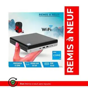 Hp Elitedesk 800/600 G3 Mini Core i5 6éme 16Go DDR4 512Go SSD Win 10 Pro - Remis à Neuf -
