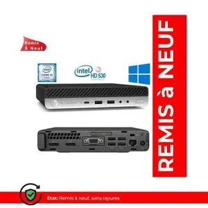 Hp Elitedesk 600 G3 Mini WiFi Core i5-6500T - 8Go DDR4 - 256Go SSD - Win 10 Pro (Remis à Neuf)