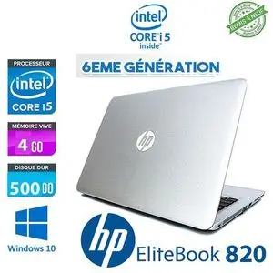Hp Ordinateur Portable HP EliteBook 820 i5 6èmei5 RAM 4 HDD 500- remise à neuf