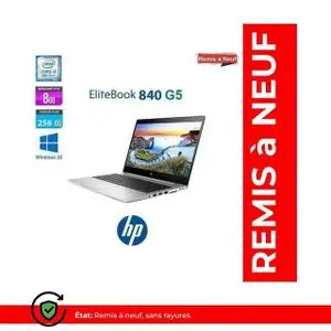 Hp PC Portable ELITEBOOK 840 G5 8ème GEN-CORE I5-8 Go-256 Go SSD - Remis à neuf