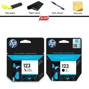 Hp 123 noir + 123 couleur ( Tapis + Fleurissant + Stylo + Stick note ) Offert
