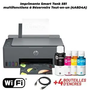 Hp Imprimante Smart Tank 581 multifonctions à Réservoirs Tout-en-un (4A8D4A)
