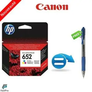 Hp Cartouches 652 tri-couleur ( ORIGINAL ) = Stylo Roller rétractable Offert