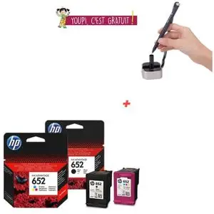 Hp Pack Cartouches 652 Noir + 652 Couleur ( Stylo fixe table Offert )