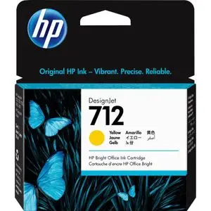 Hp Cartouche d'encre d'origine 712 Jaune (3ED69A)