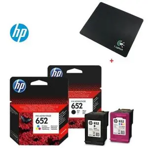 Hp Pack Cartouches 652 Noir + 652 Couleur = Tapis de souris offert