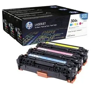 Hp Pack  304A TRI-PACK de trois couleurs Magenta-Cyan-Jaune  - Toner d'origine (CF372AM)