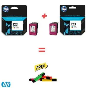 Hp Pack de 2 Cartouches 123 Couleur ( Jeux Fleurissant Offert )