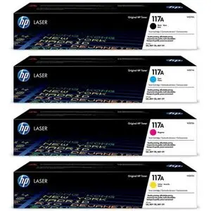 Hp Pack 4x Toner 117A Original Compatible avec les imprimantes laser Color Laser 150, 150a, 150nw, MFP 178, MFP 178fwg, MFP 178nw, MFP 178nwg, MFP 179, MFP 179fnw, MFP 179fwg, MFP 179nwg