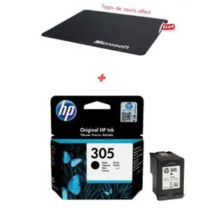 Hp cartouche 305 Noir Compatible avec les imprimantes jet d'encre HP Deskjet 2710, 2720 ( tapis de souris offert )