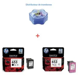 Hp Pack Cartouche 653 noir + couleur Pour imprimantes 6075, 6475( cadeau offert )