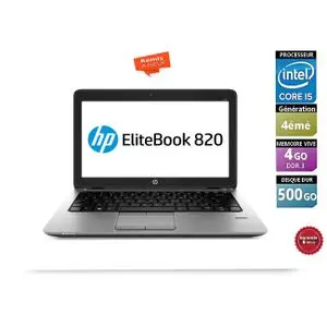 Hp Pc Portable  EliteBook  820 G1 - 12,5" - Core i5 - 1.9 GHz  - 500 Go- 4Go – Reconditionné
